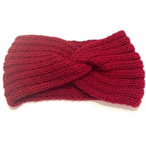 Red Winter Front Twist Knit Headband Ear warmer